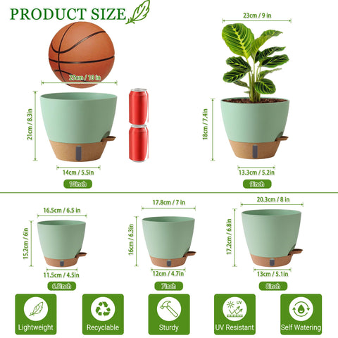 Fielda self-watering 8-inch pot with drainage feature for outdoor use