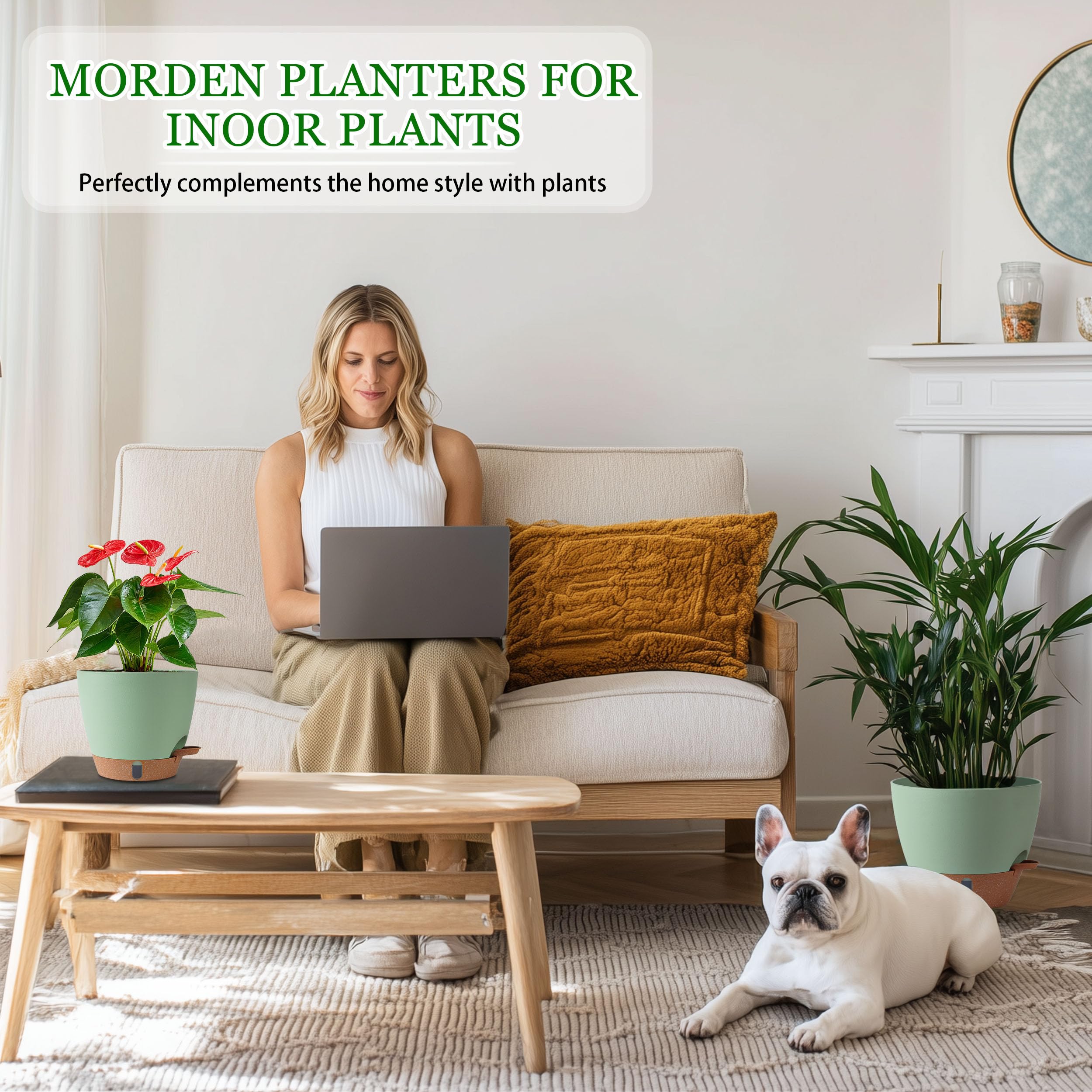 Fielda self-watering 9-inch pot with level window supports healthy indoor plants