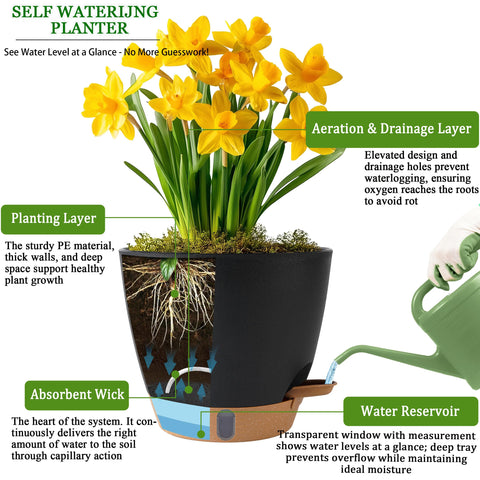 Fielda 6.5-inch pot in durable plastic designed for outdoor use.