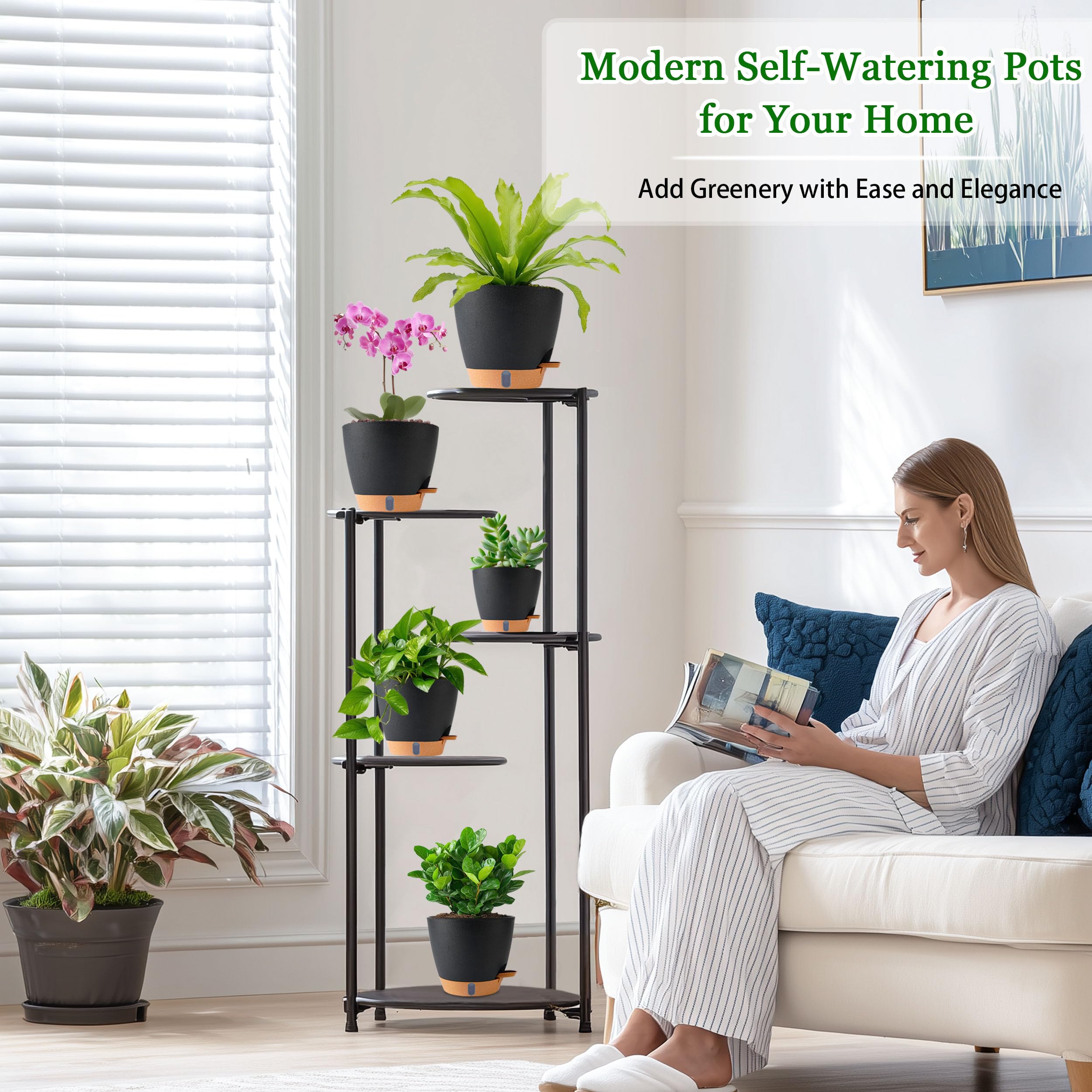 Fielda 6-inch pot with detachable saucer tray for mess-free care.