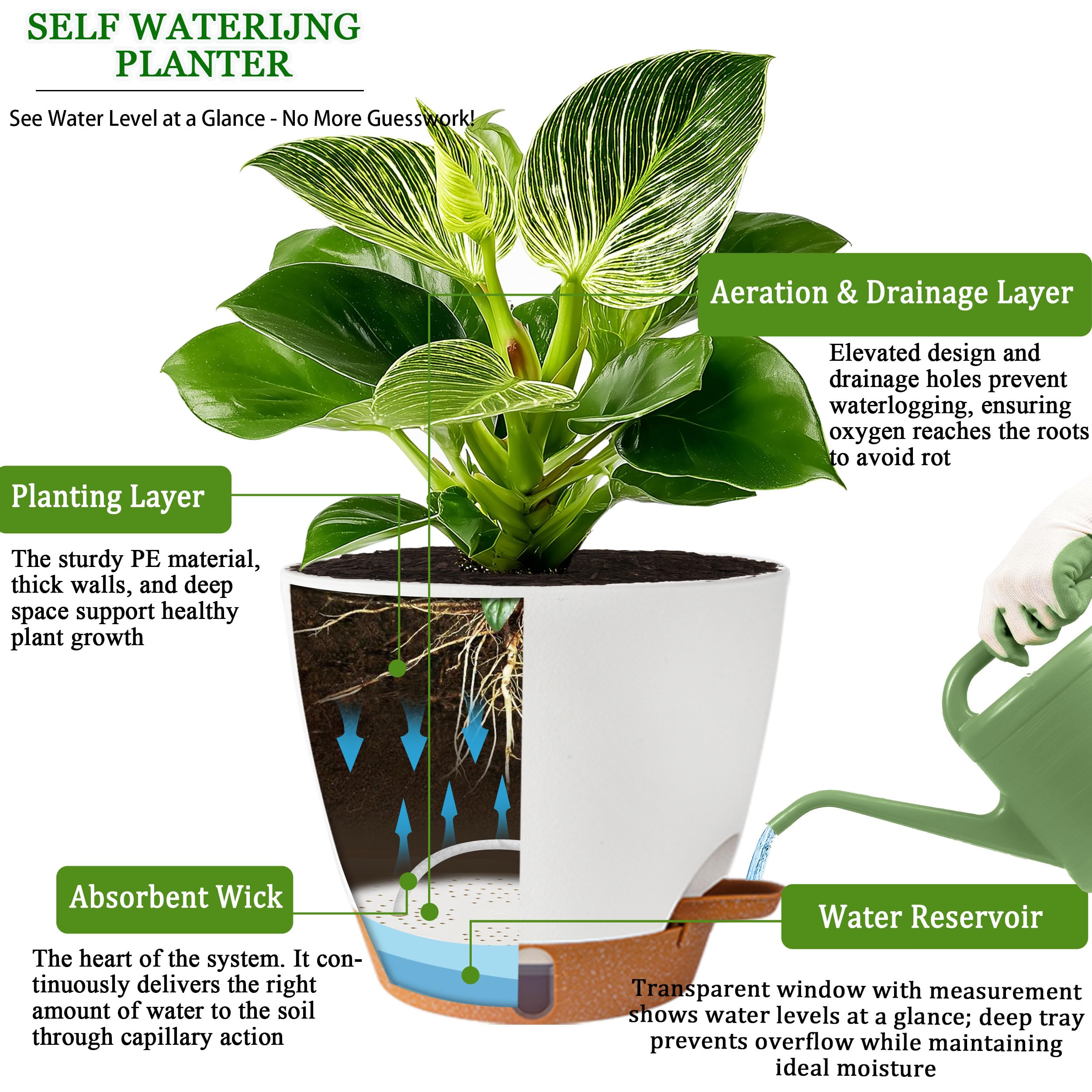 Fielda durable plastic pot designed for indoor and outdoor use.