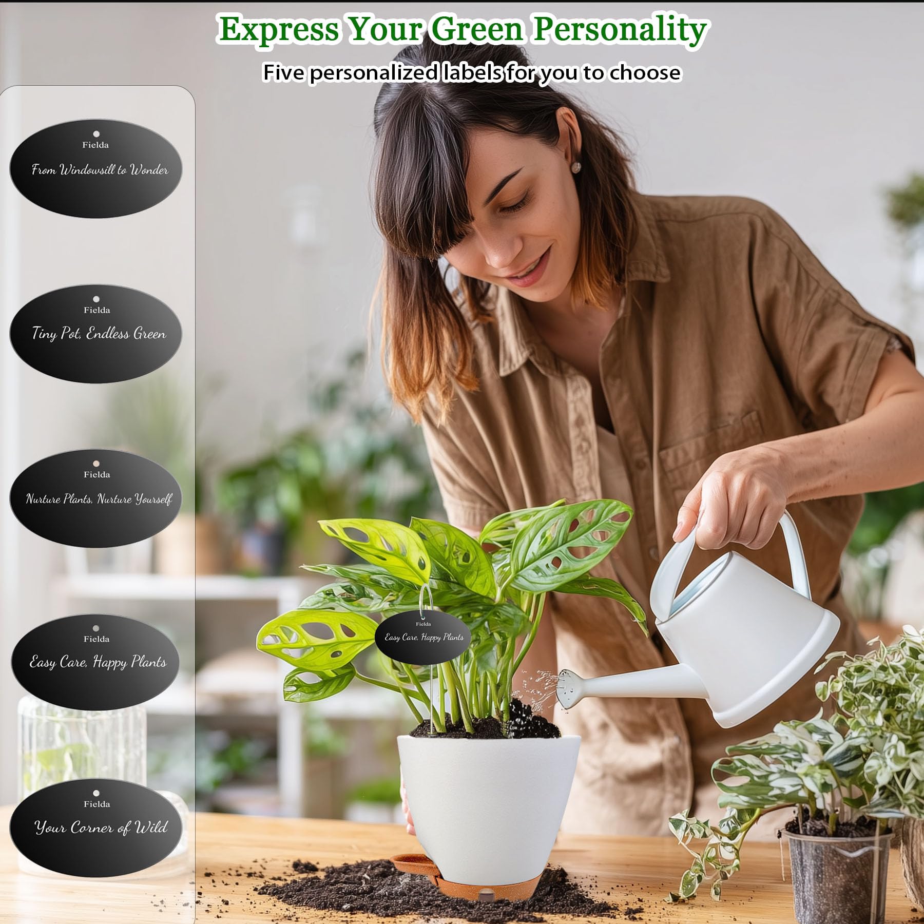 Fielda self-watering pot helps manage plant care during trips.