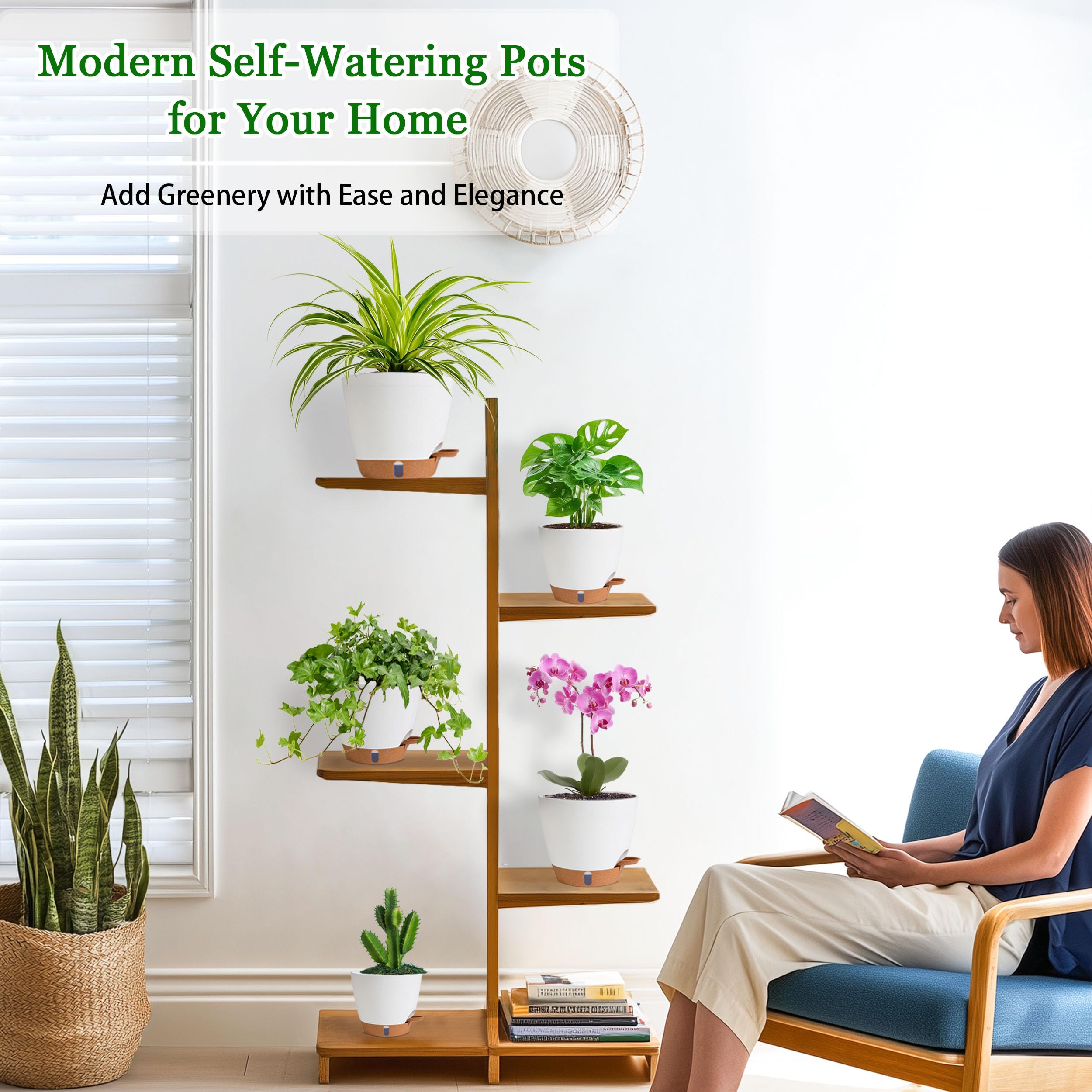 Fielda five-pack includes pots, trays, and care labels for a ready setup.