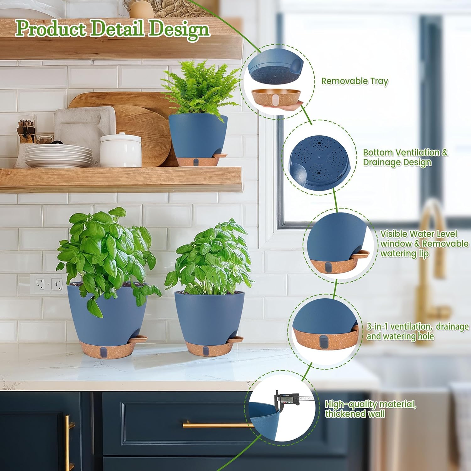 Fielda 6.5-inch navy blue pot suits small plants beautifully