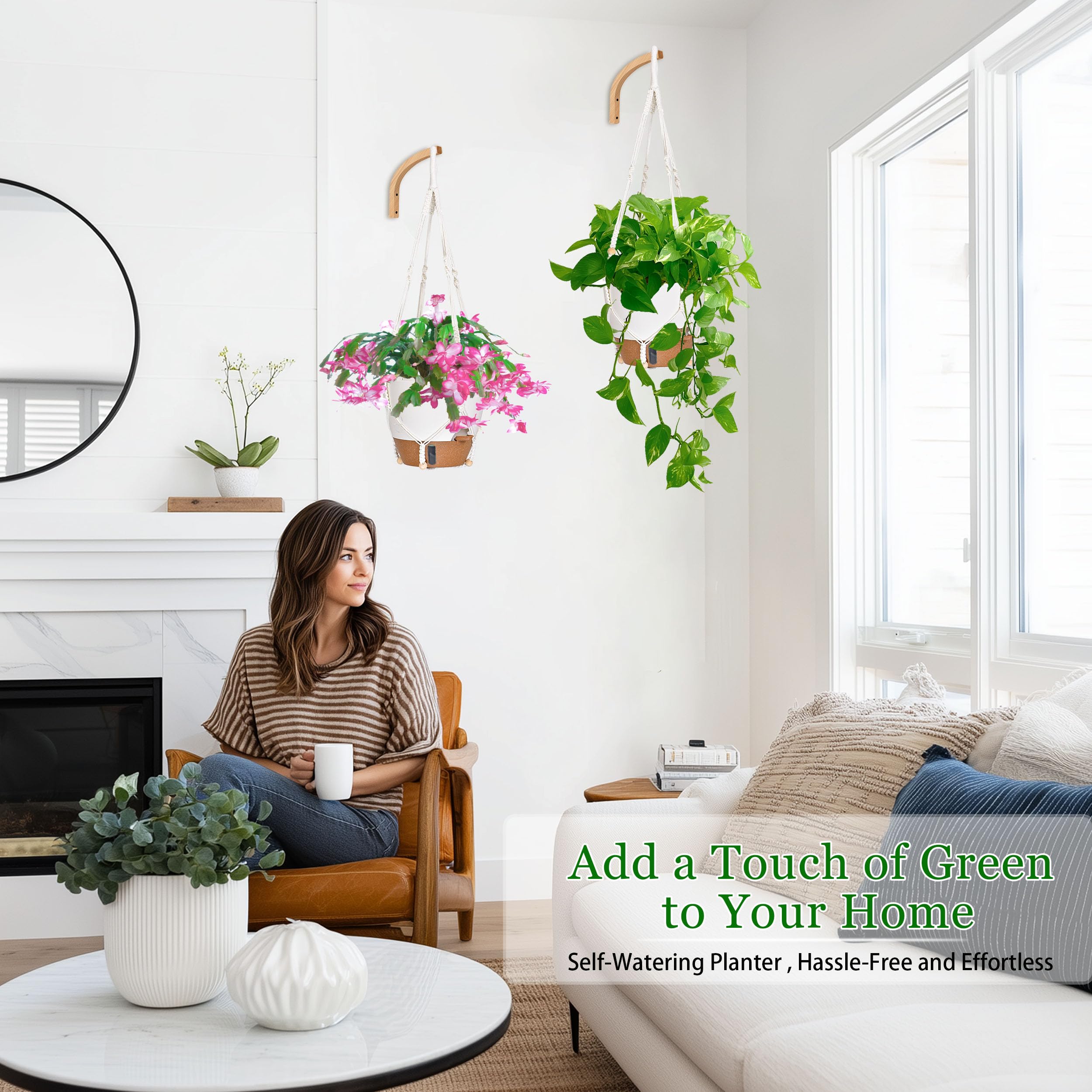 Fielda self-watering reservoir tray keeps plants hydrated during vacations.