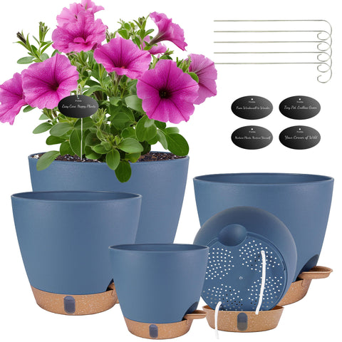 Fielda self-watering pot with visual indicator keeps soil evenly moist for days.