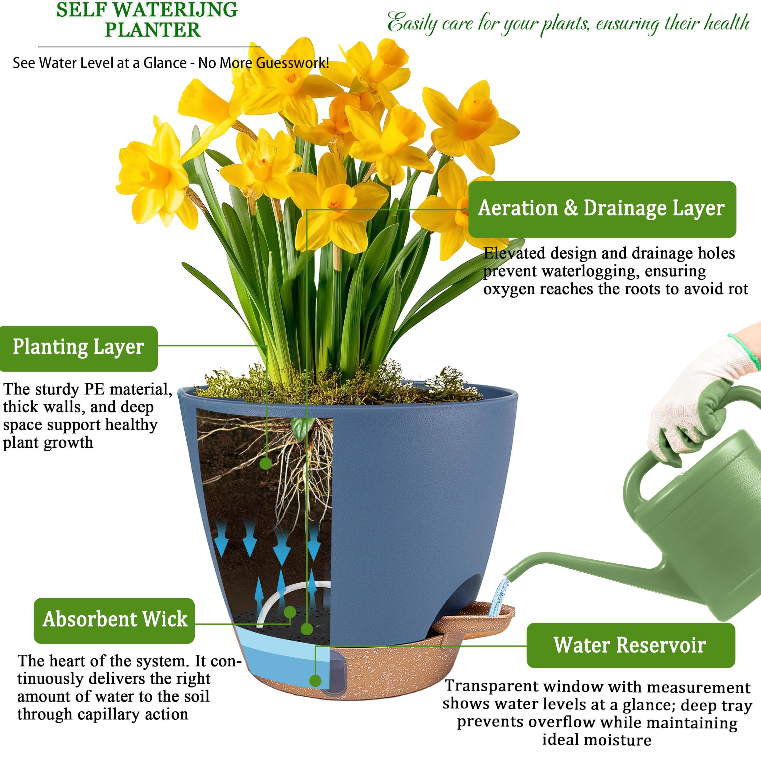Fielda thickened plastic plant pot for indoor or outdoor use.