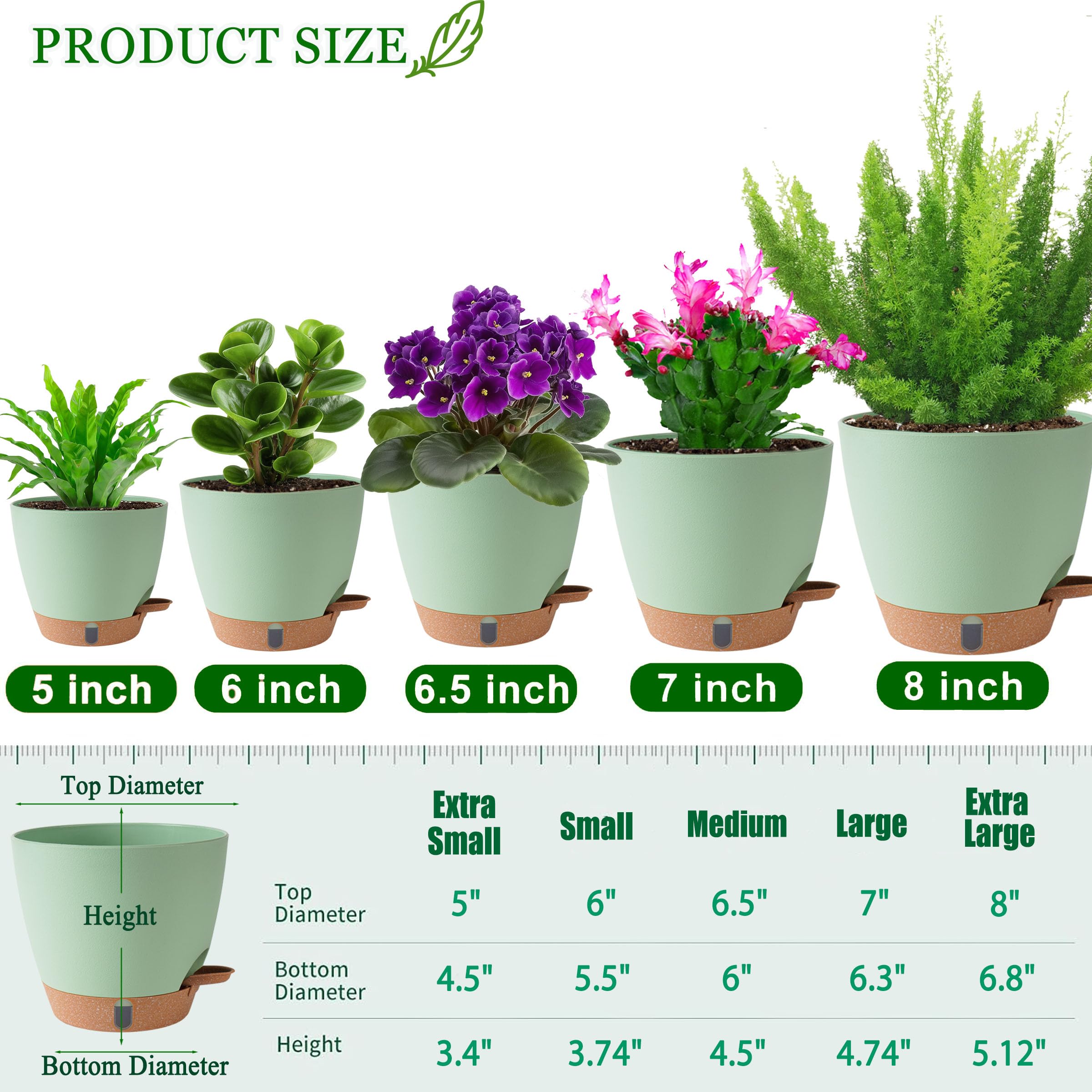 Fielda five sizes of self-watering planters in one set