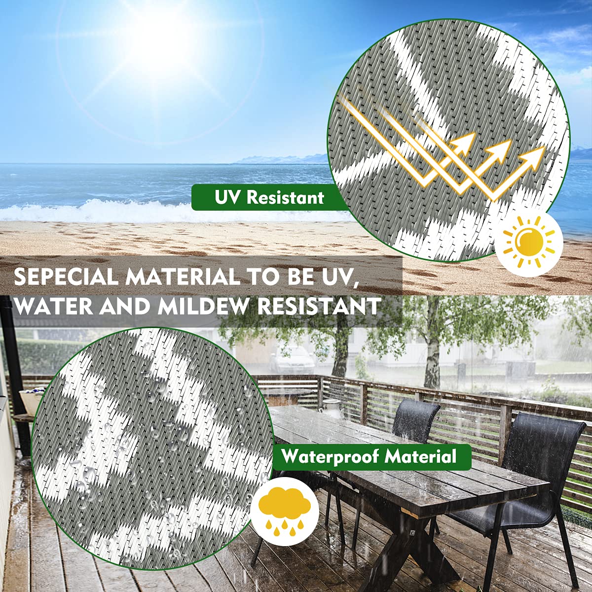fifame outdoor rug for RV camping and boat deck