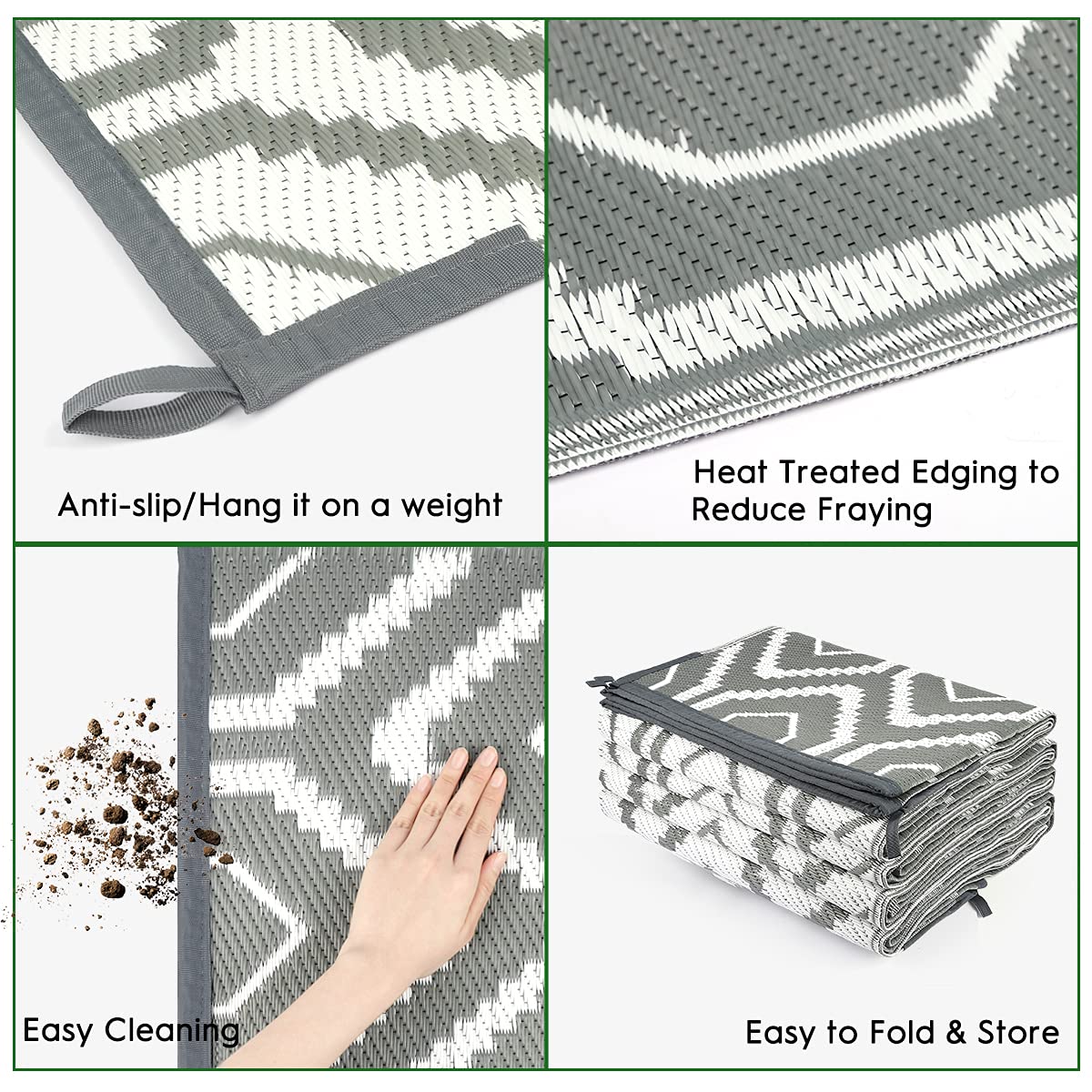 Fifame rug placed on an RV patio ready for beach or camp use