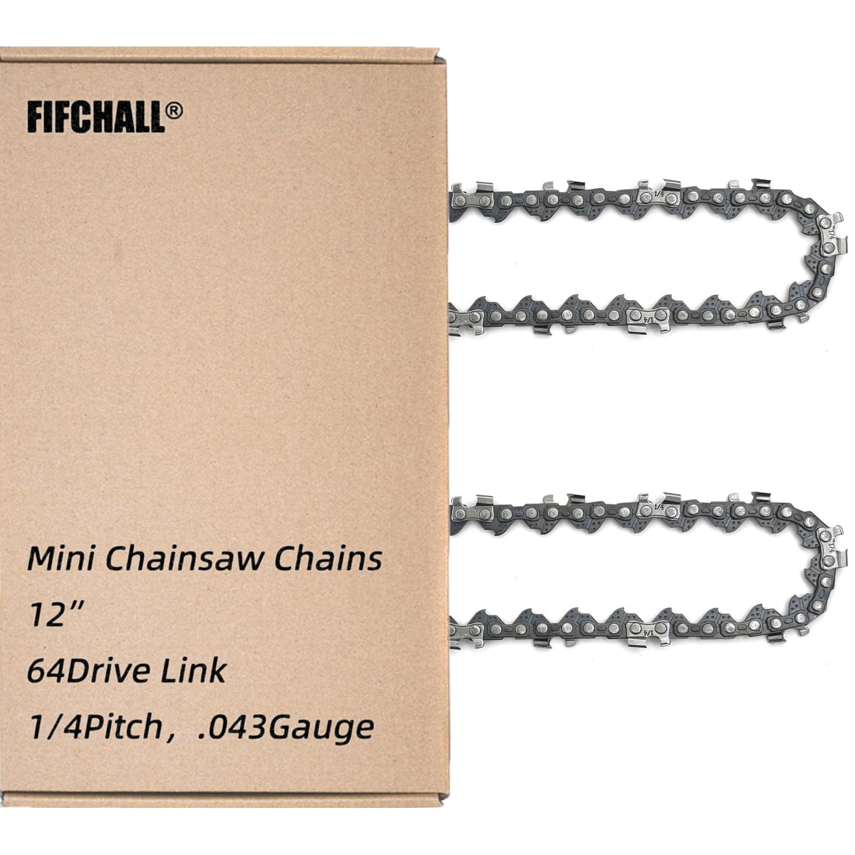 Fifchall 12-inch chainsaw chain packaging ready for replacement