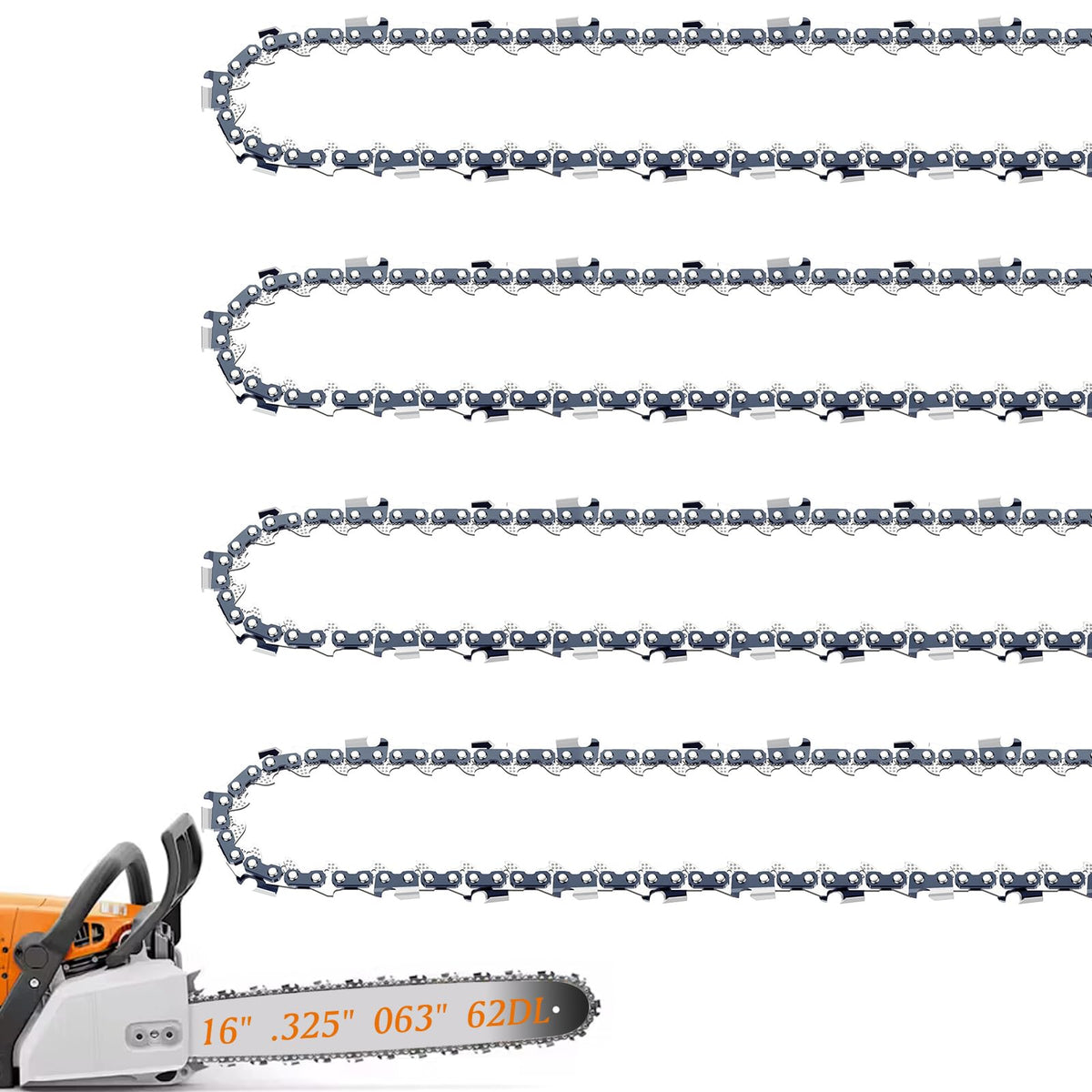 Fifchall 4-pack chain on STIHL bar for smooth cutting