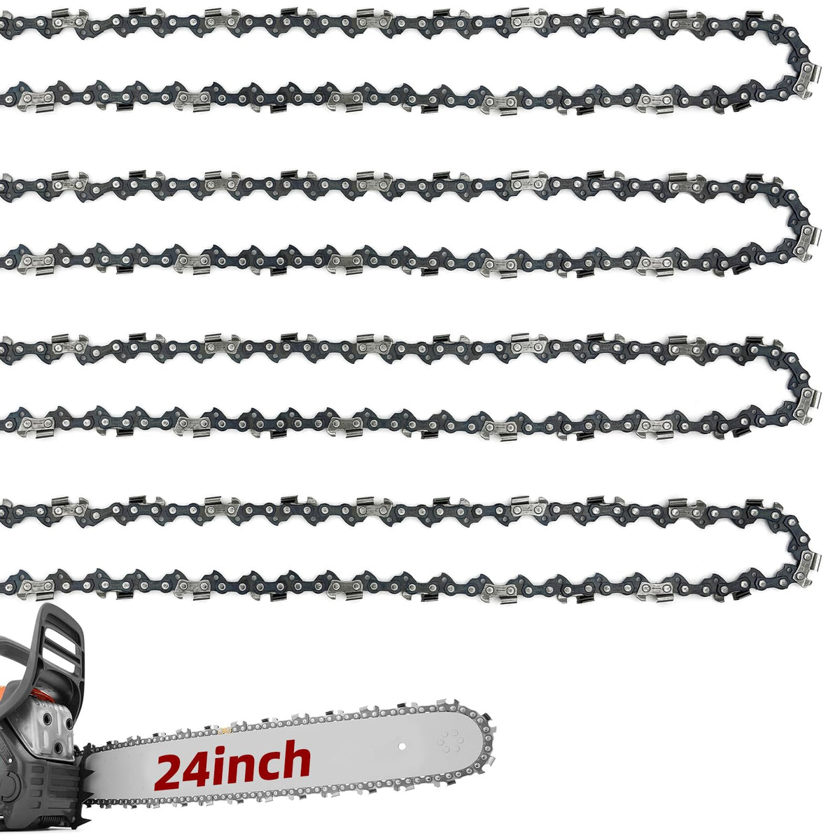 Fifchall four-pack 24-inch chainsaw chain ready for replacement