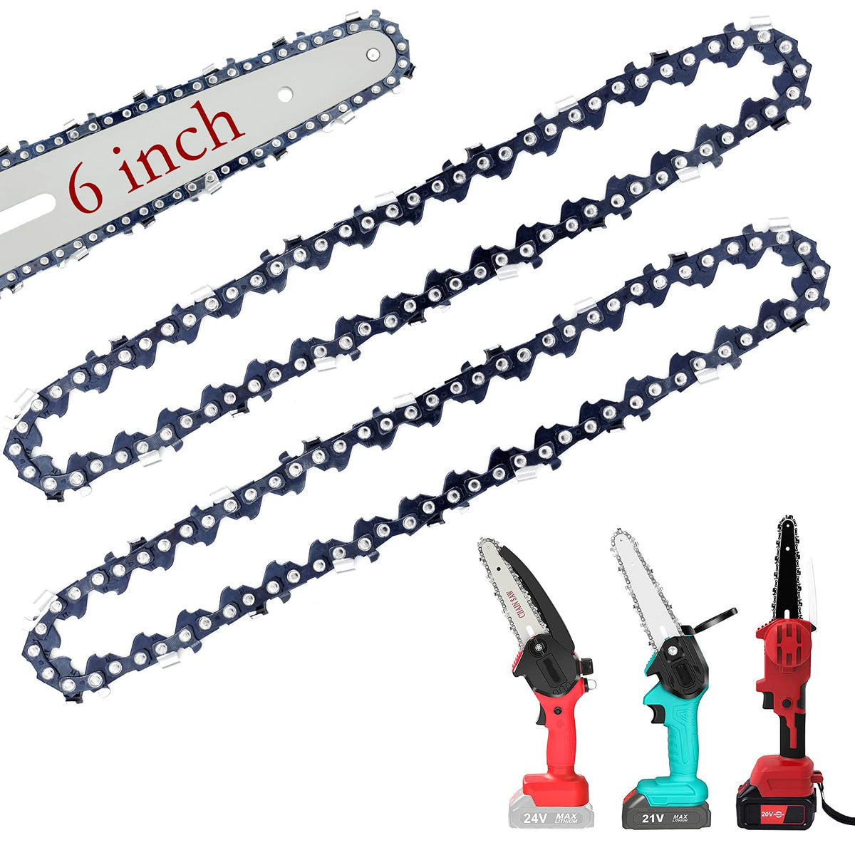 FIFCHALL 6inch mini chainsaw chain pack ready for installation on compatible saws