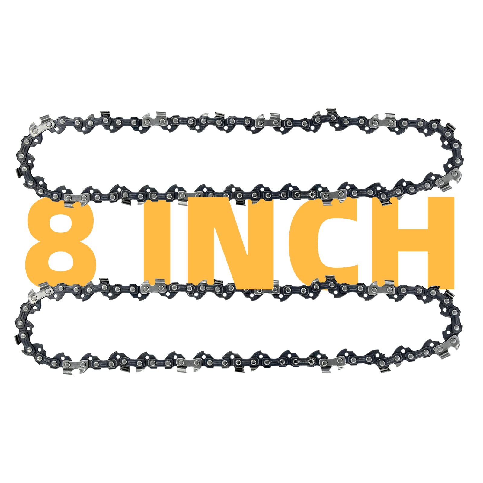 Fifchall 8-inch chain close-up shows 33 drive links for precise cutting.