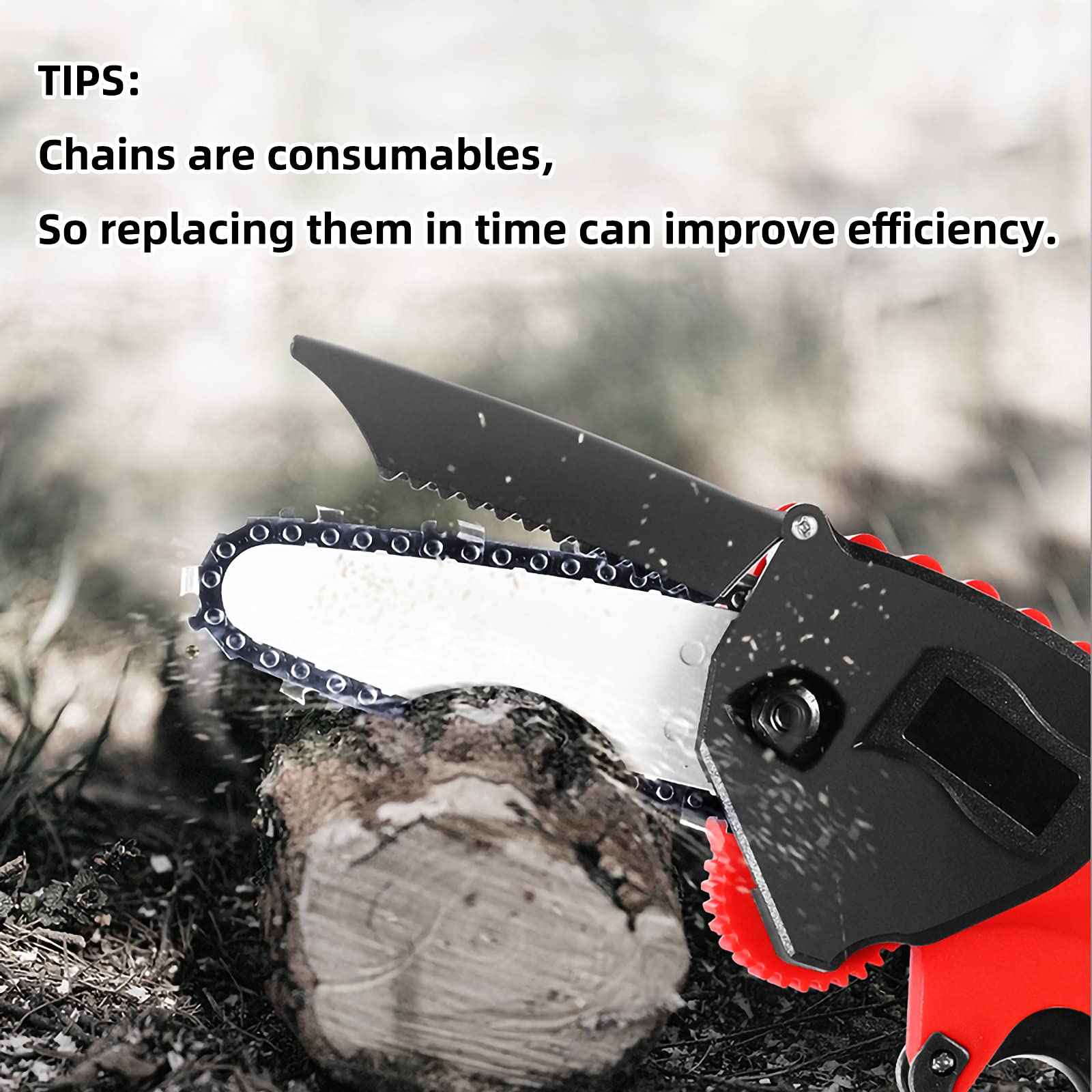 Fifchall chain option for wood and branch cutting with cordless mini chainsaw