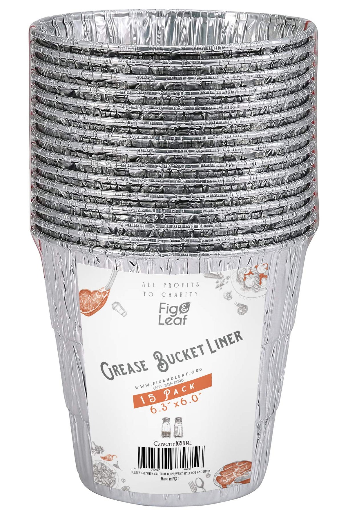 Fig & Leaf 15-pack grease bucket liners for easy cleanup.