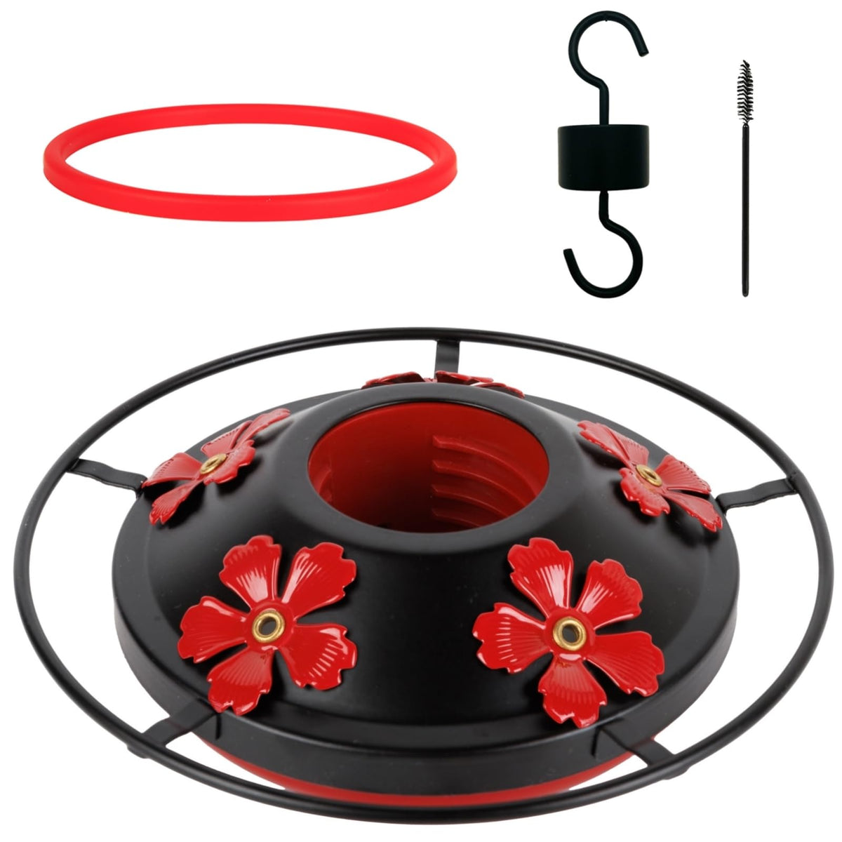 FIGEPO hummingbird feeder base with moat and gasket for leak-free operation.