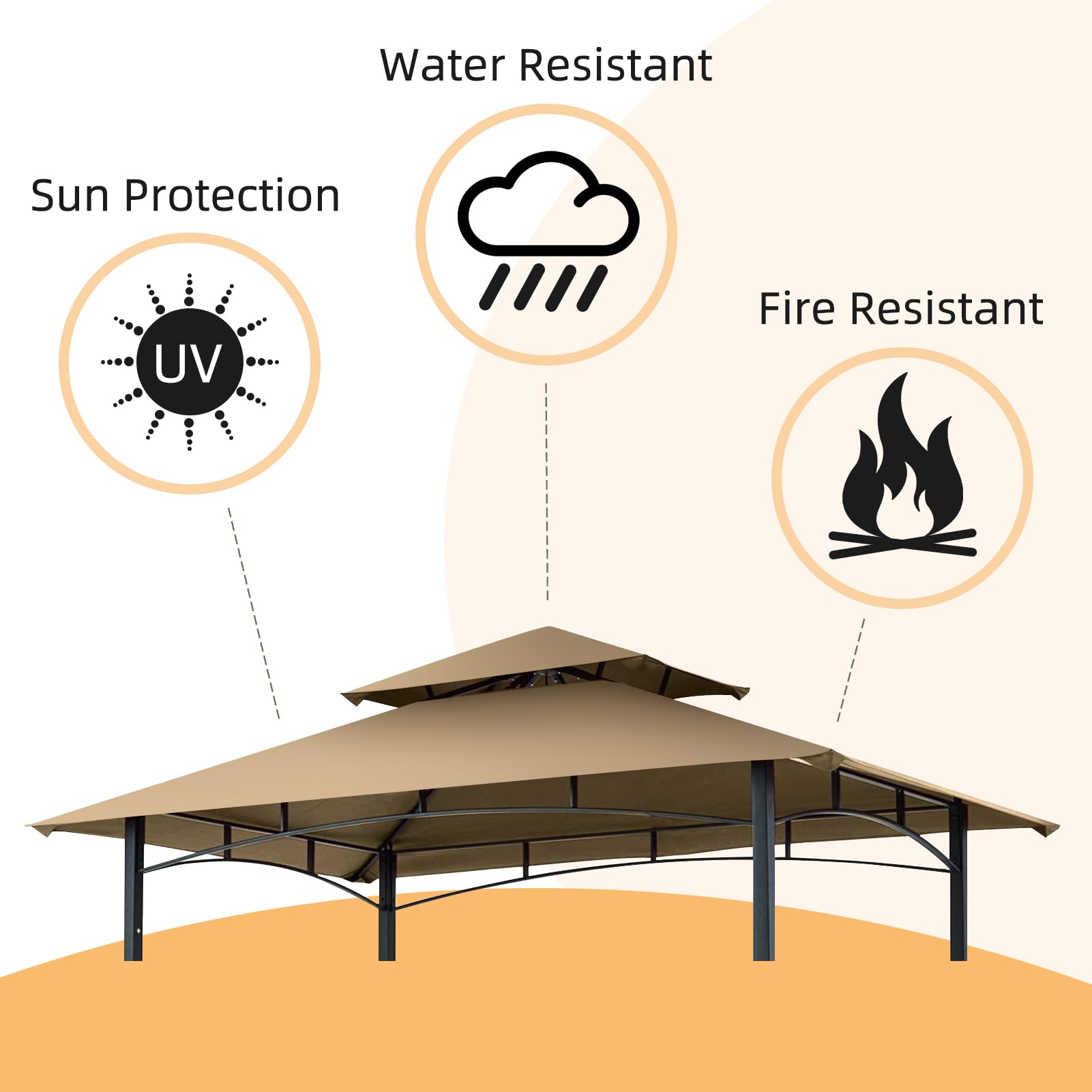 Figfeu canopy designed to fit L-GG001PST-F gazebo for a precise replacement.