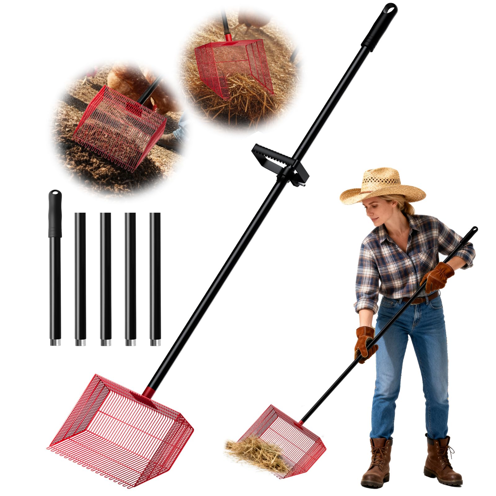 Fijaru chicken poop scooper with a 12-inch wide shovel head for faster coop cleaning.