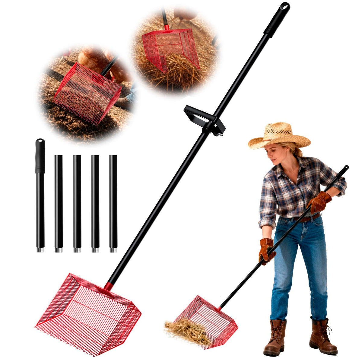 Fijaru chicken poop scooper with a 12-inch wide shovel head for faster coop cleaning.