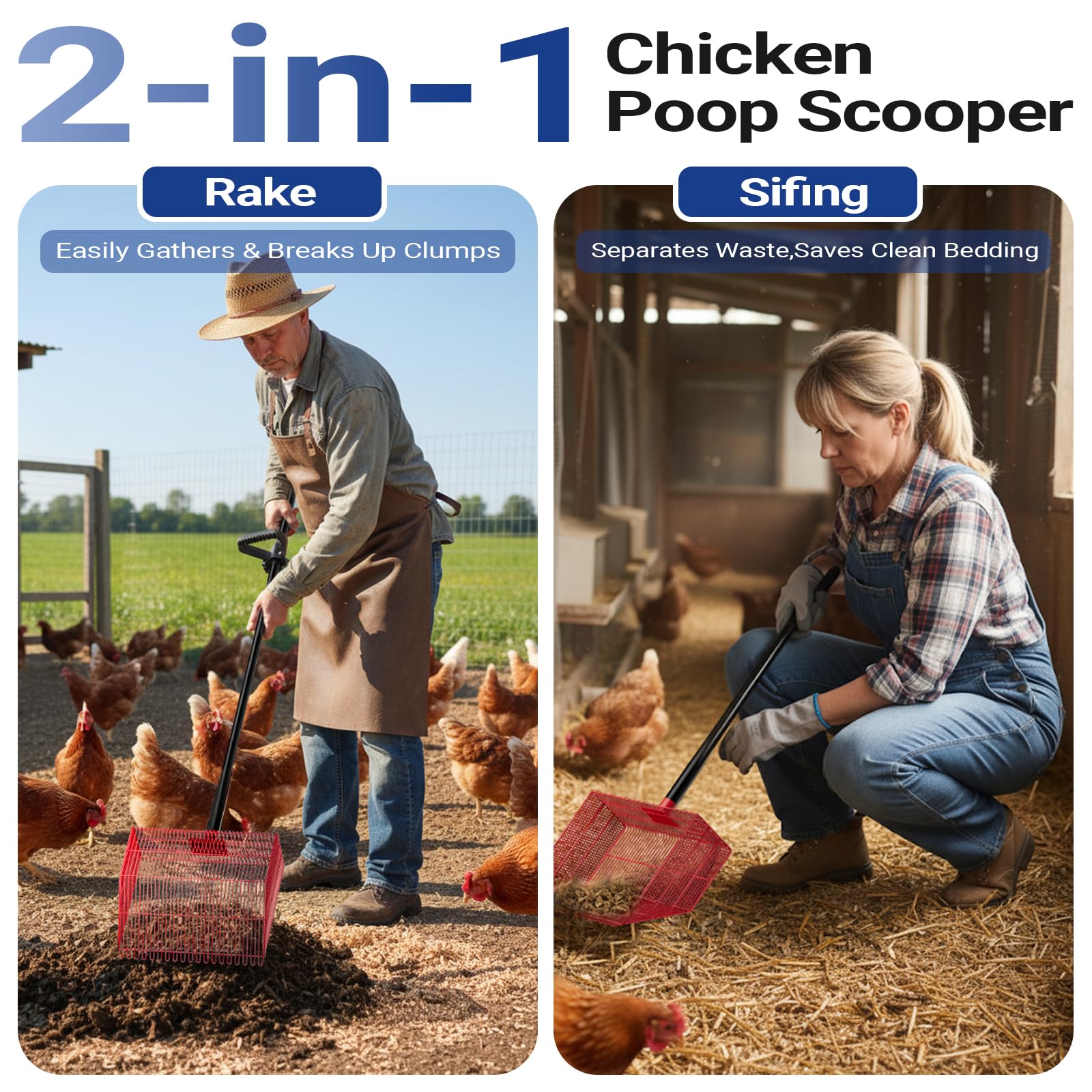 Fijaru detachable multi-section pole enables easy storage between coops.