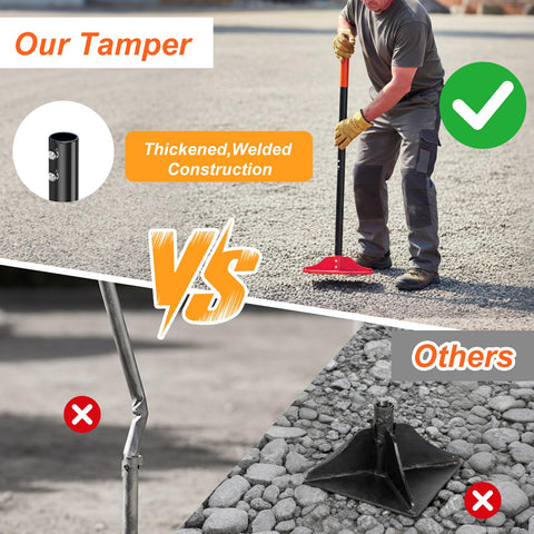 Fijaru tamper shock-absorbing grip offers control in gloves and dusty environments.
