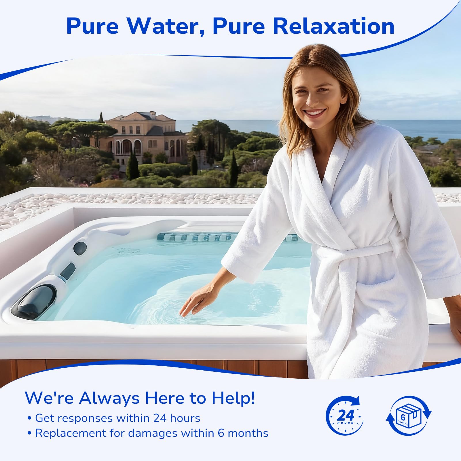 Fil-fresh C-4950 spa filter in-use; supports better water flow and easier maintenance.