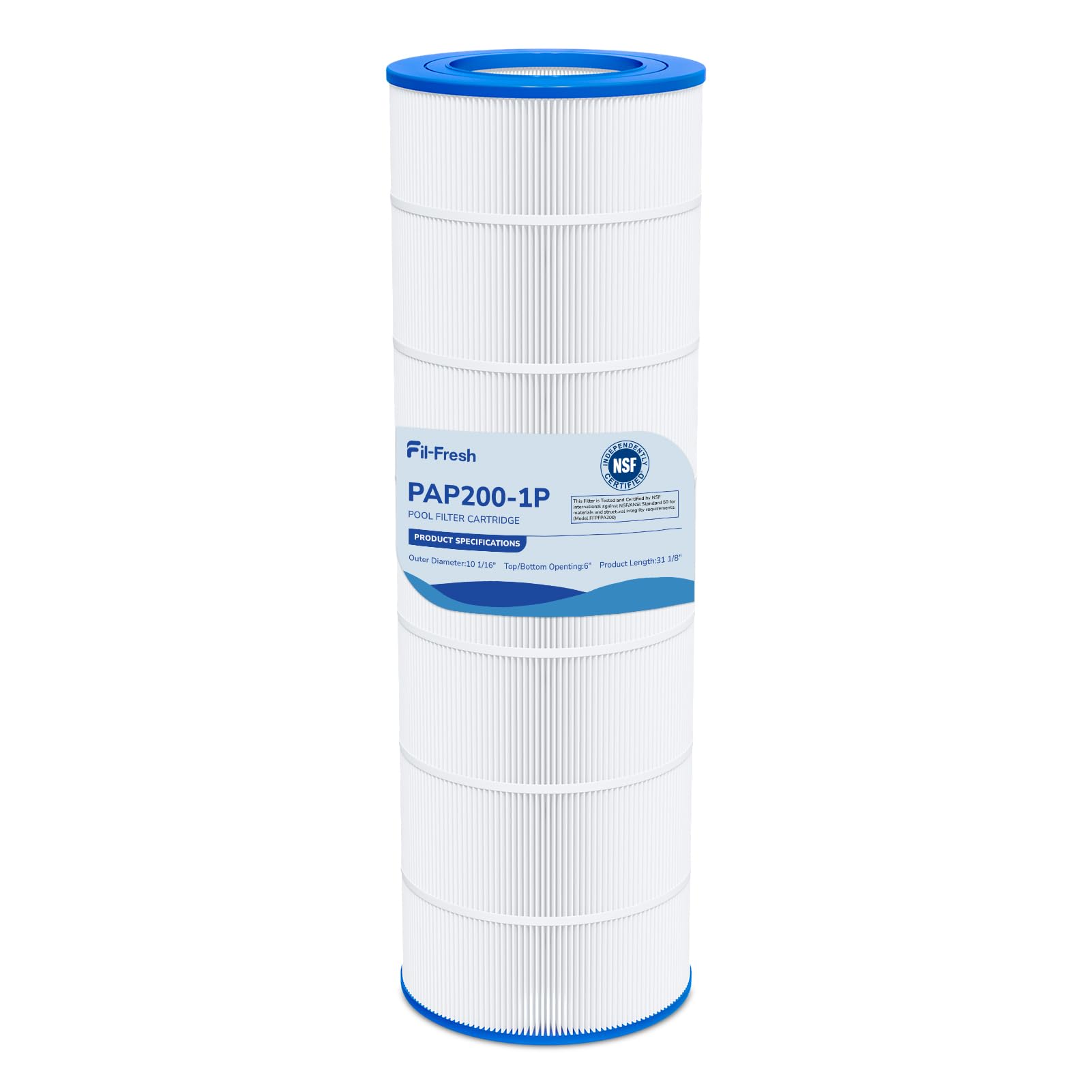 Fil-fresh CC200 front view, compact cartridge ready for quick pool filter swaps.