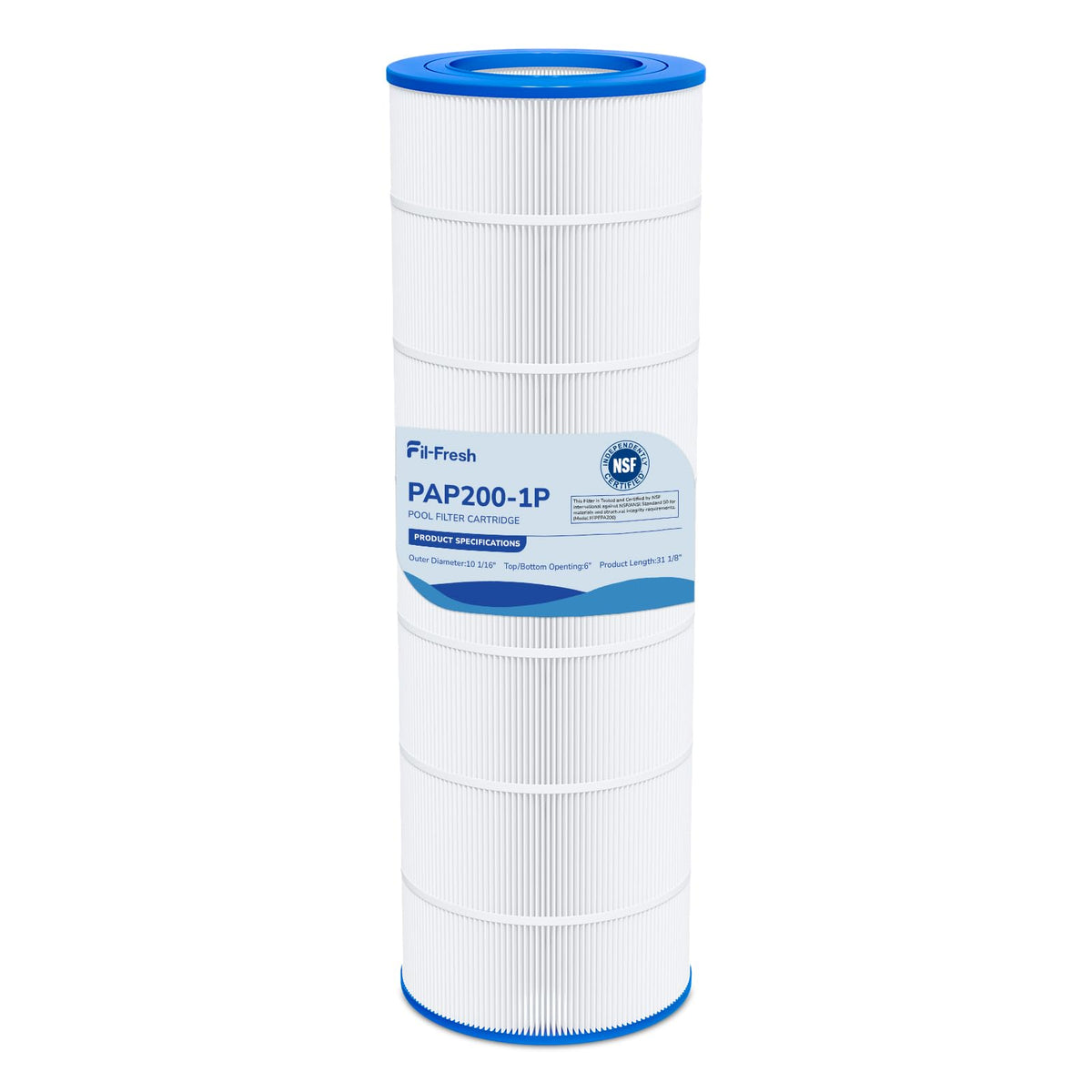Fil-fresh CC200 front view, compact cartridge ready for quick pool filter swaps.