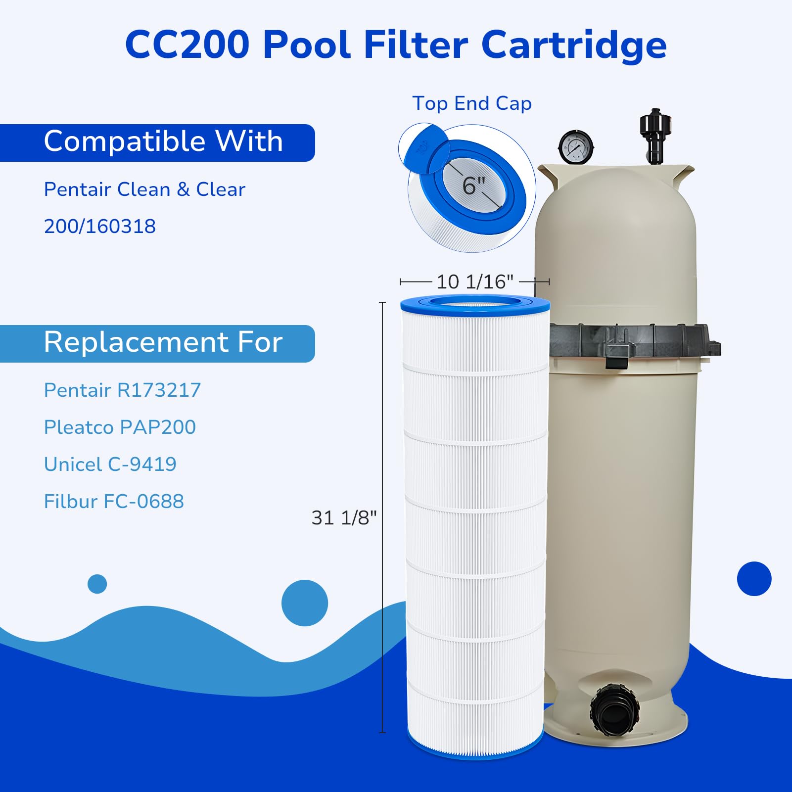 Fil-fresh CC200 top cap labeled TOP for correct orientation during installation.