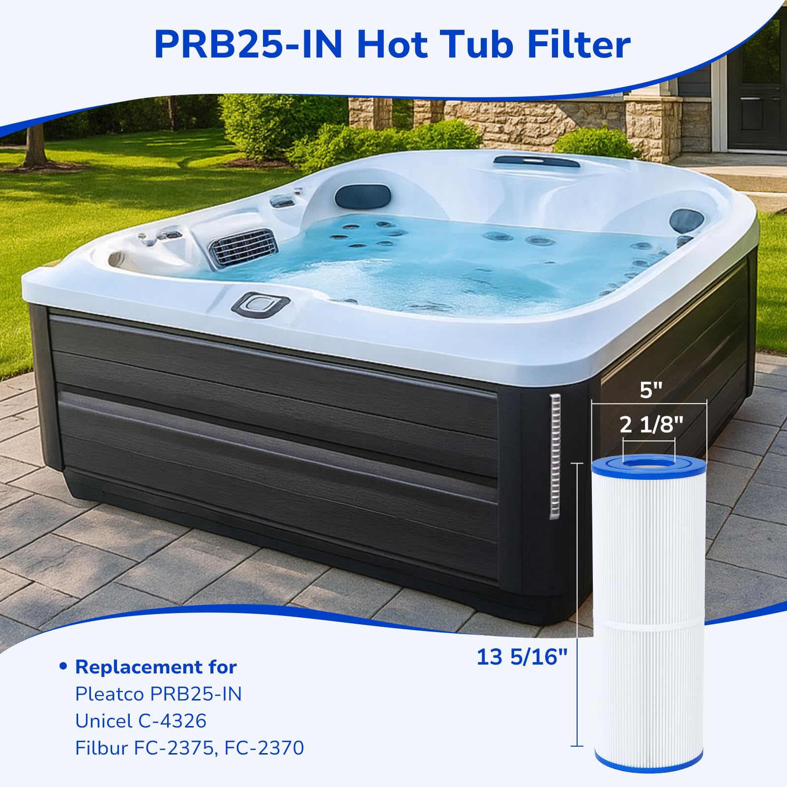 Fil-fresh spa filter ultrafine filtration delivers clearer water.