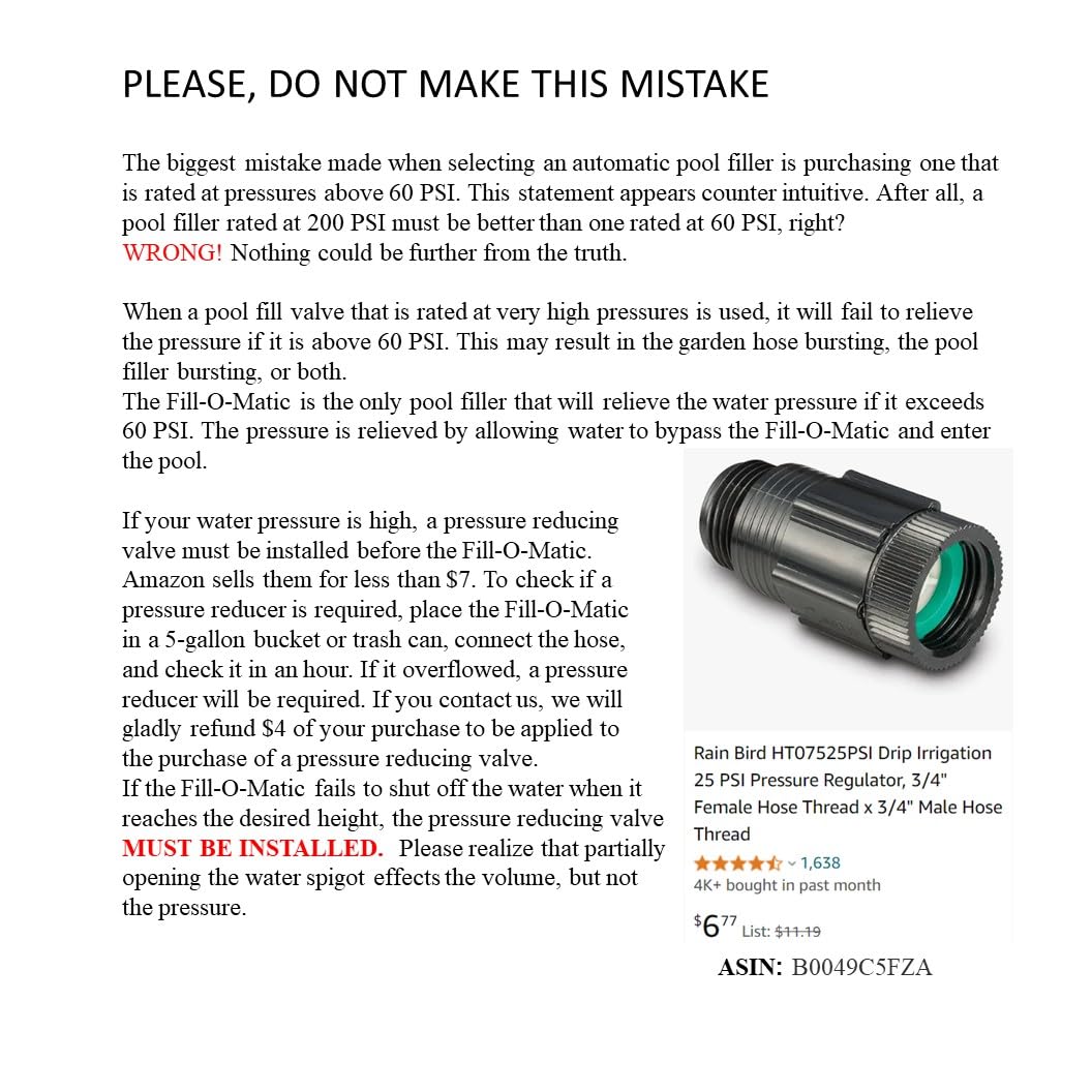 Fill-O-Matic float valve enables automatic, hands-free level maintenance