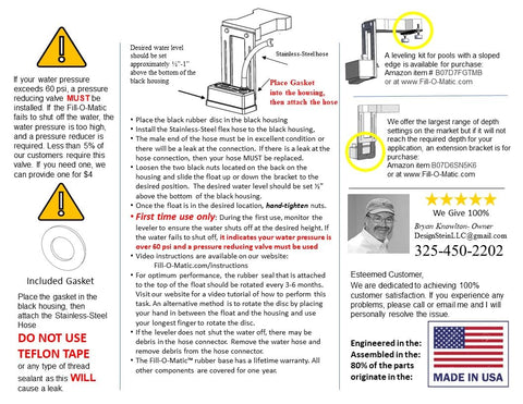 Fill-O-Matic hose connects securely for reliable water flow