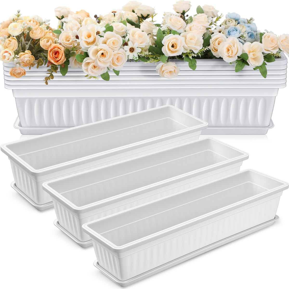 FillTouch 27-inch window box six-pack with elevated bottom for better drainage.