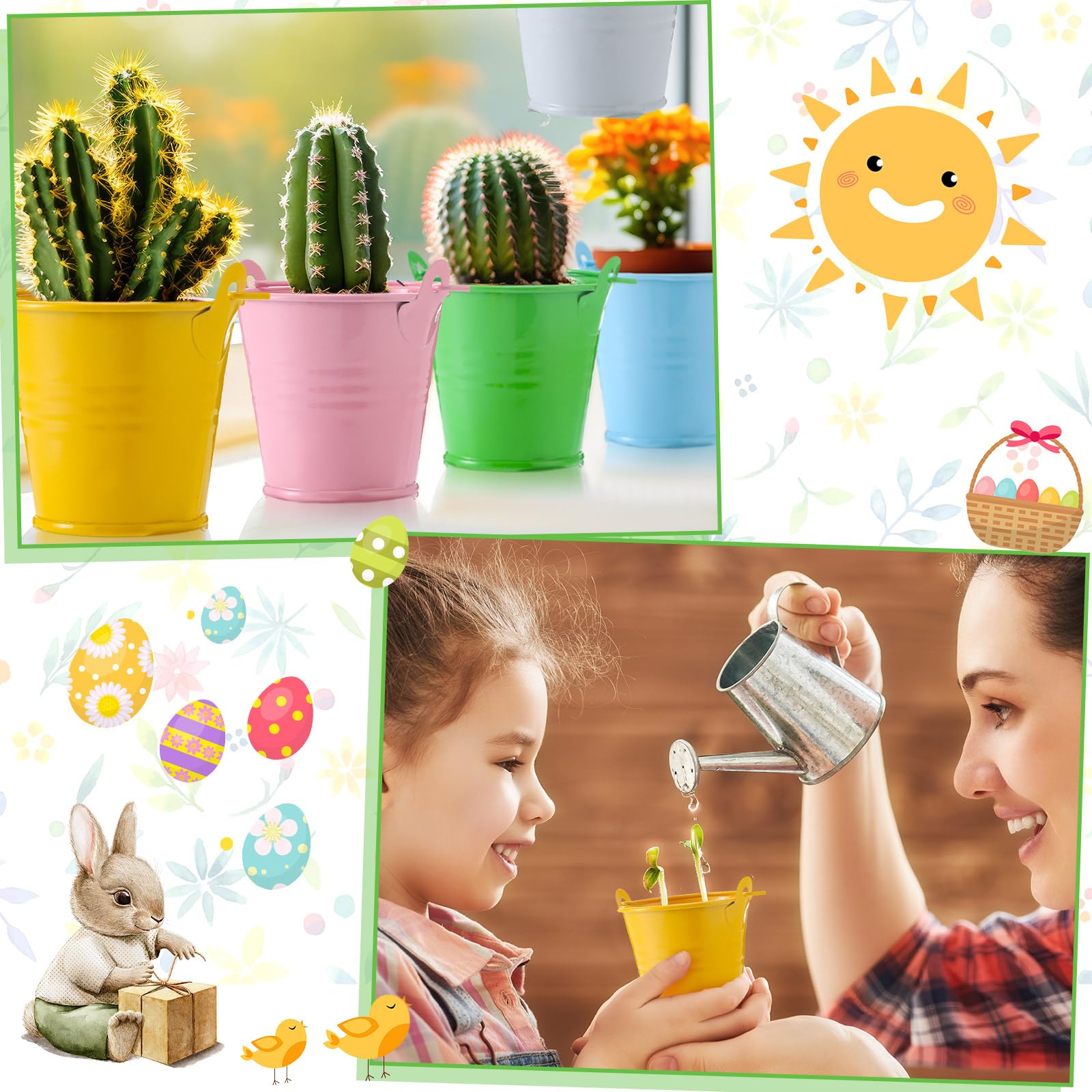 FillTouch Easter mini metal bucket white with handle, nice for decor.