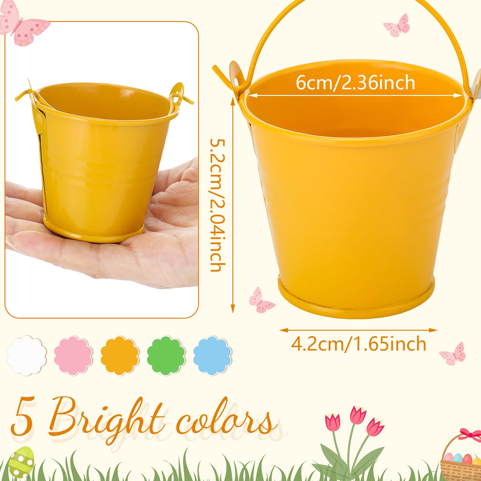 FillTouch Easter mini metal bucket yellow with handle, perfect for treats.