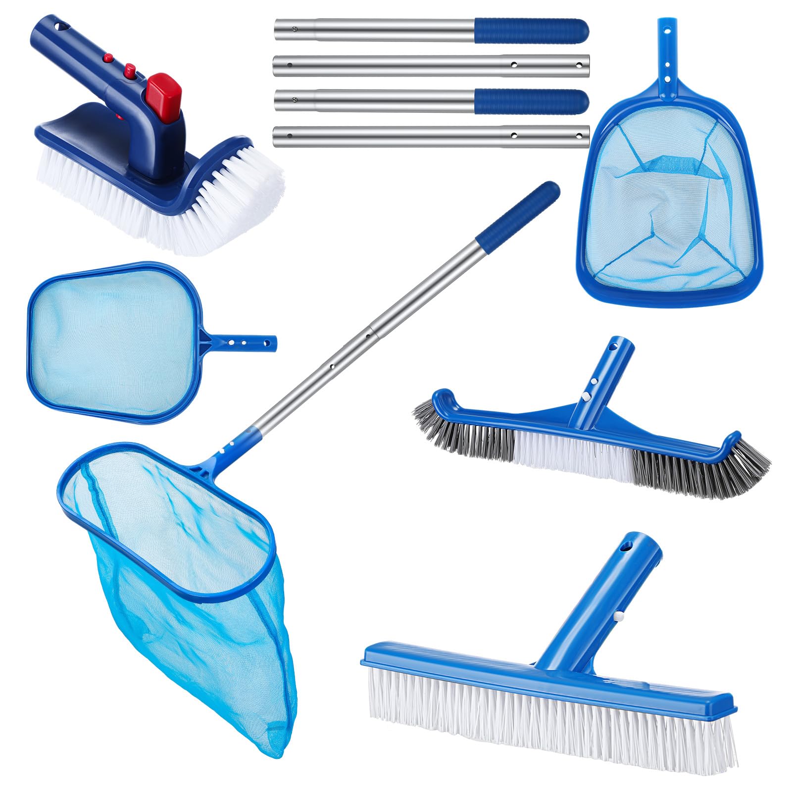 FillTouch pool cleaning kit with adjustable pole for easy reach and control.