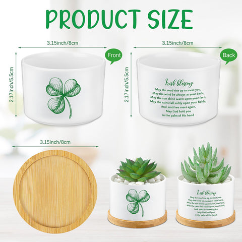 FillTouch ceramic clover pot close-up highlights shamrock detail for bright windowsill displays.