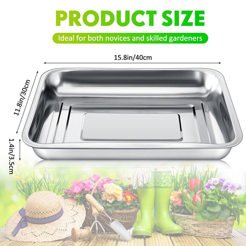 FillTouch stainless steel seed tray demonstrates durability for repeated use.