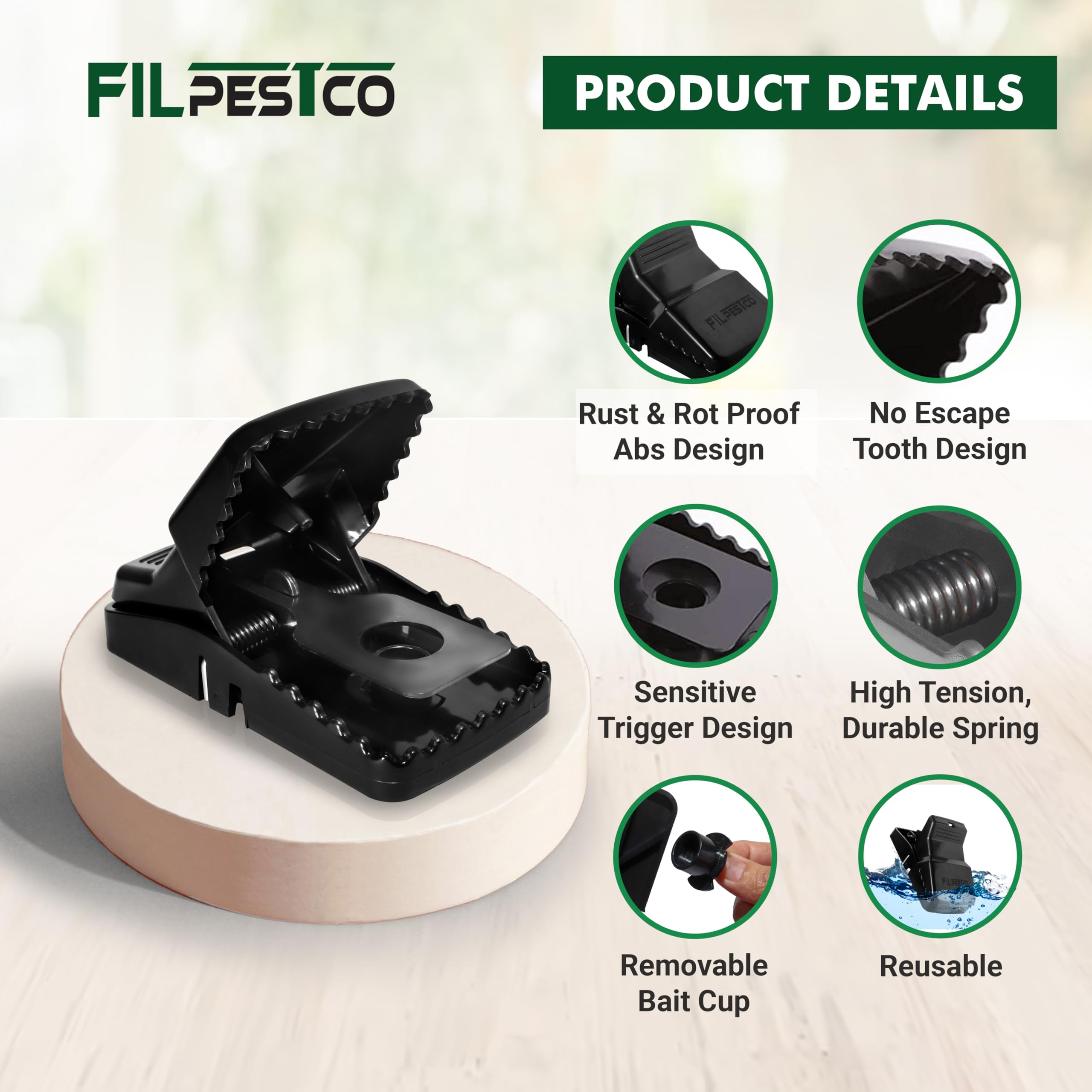 Filpestco rat trap side angle showing robust design.