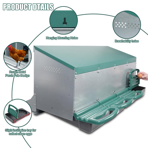 Filterhualv green nesting box exterior with secure lid and cozy design.
