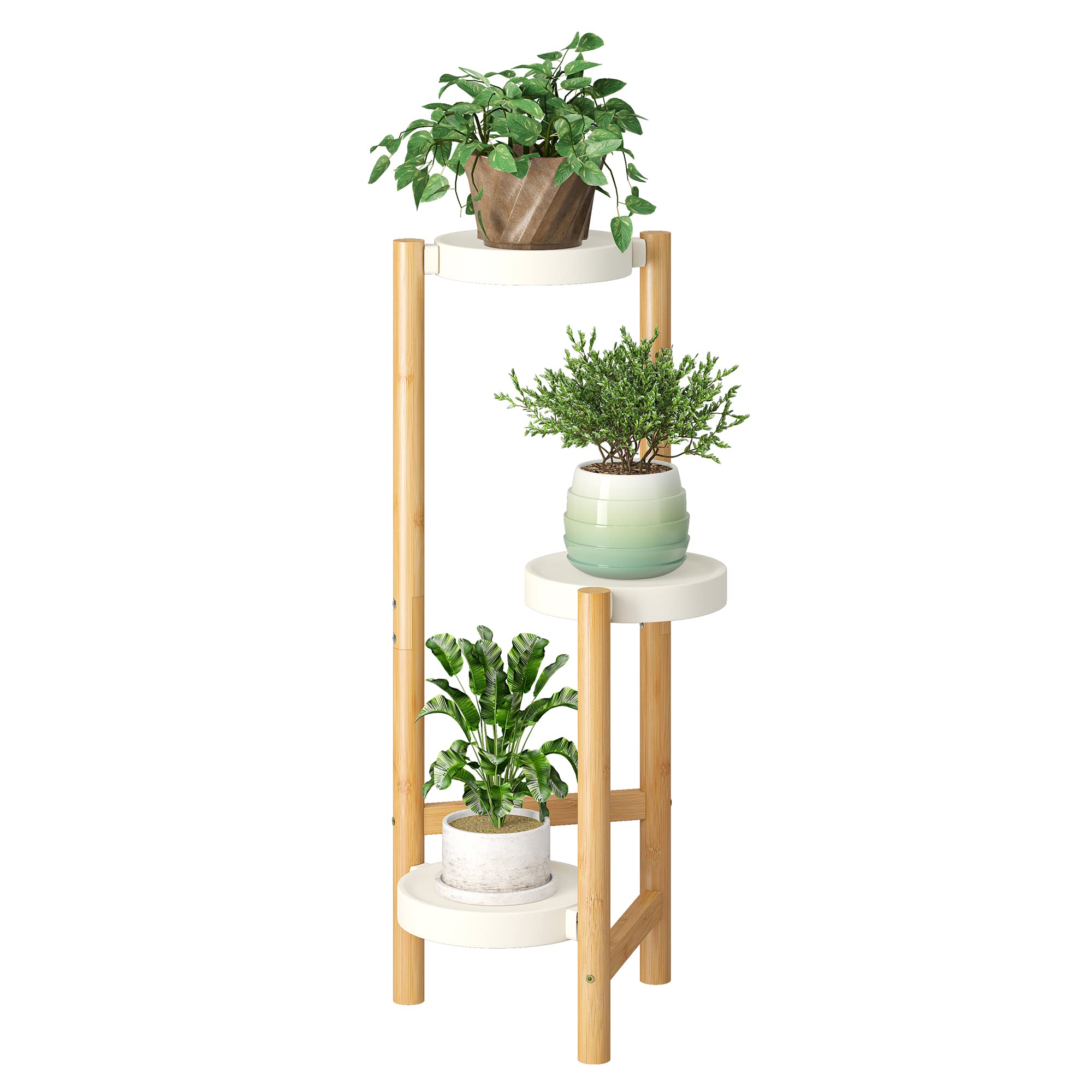 FILWH 3-tier white plant stand for compact indoor and outdoor display.
