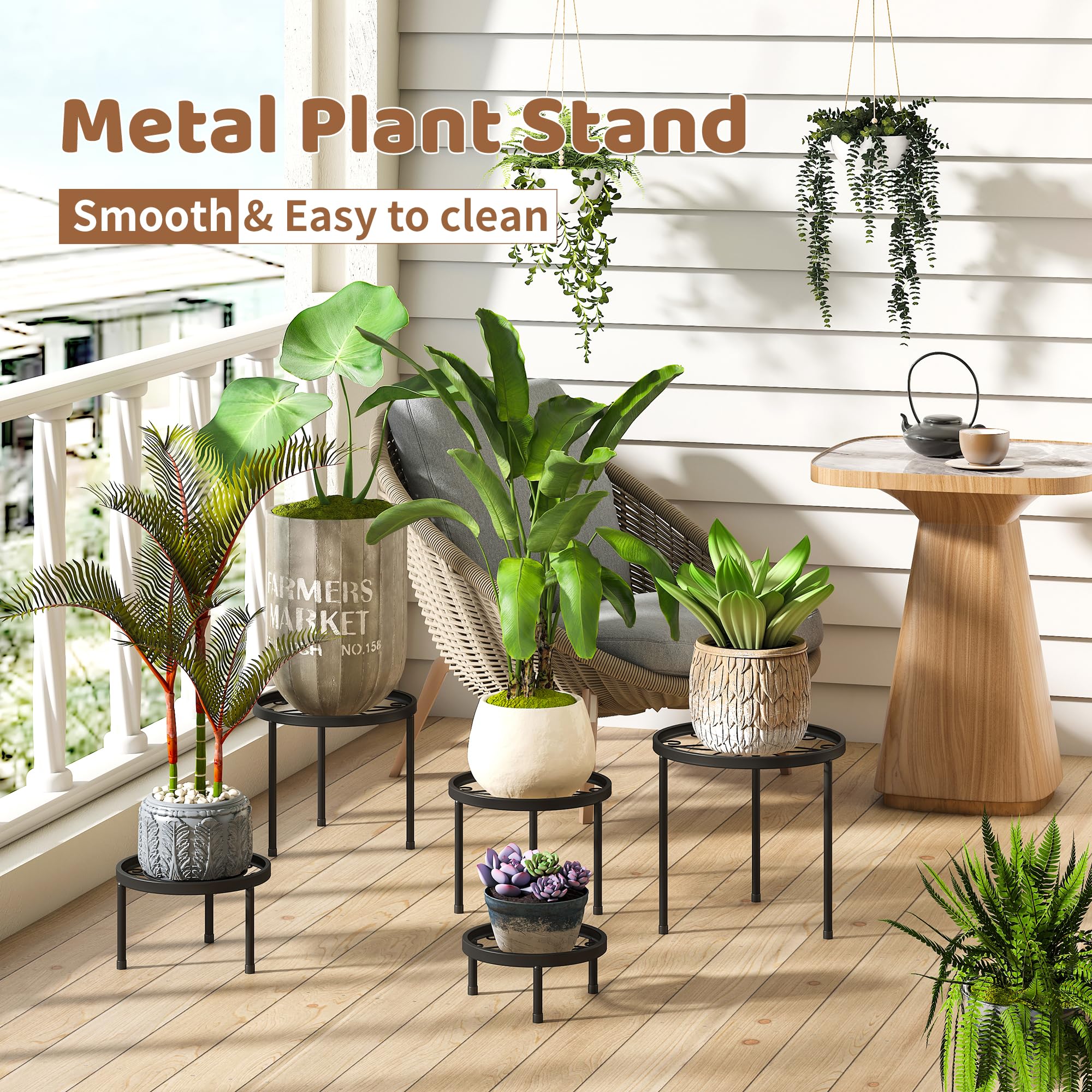 Heavy-duty iron frame on FILWH stands supports heavy planters with stable support.