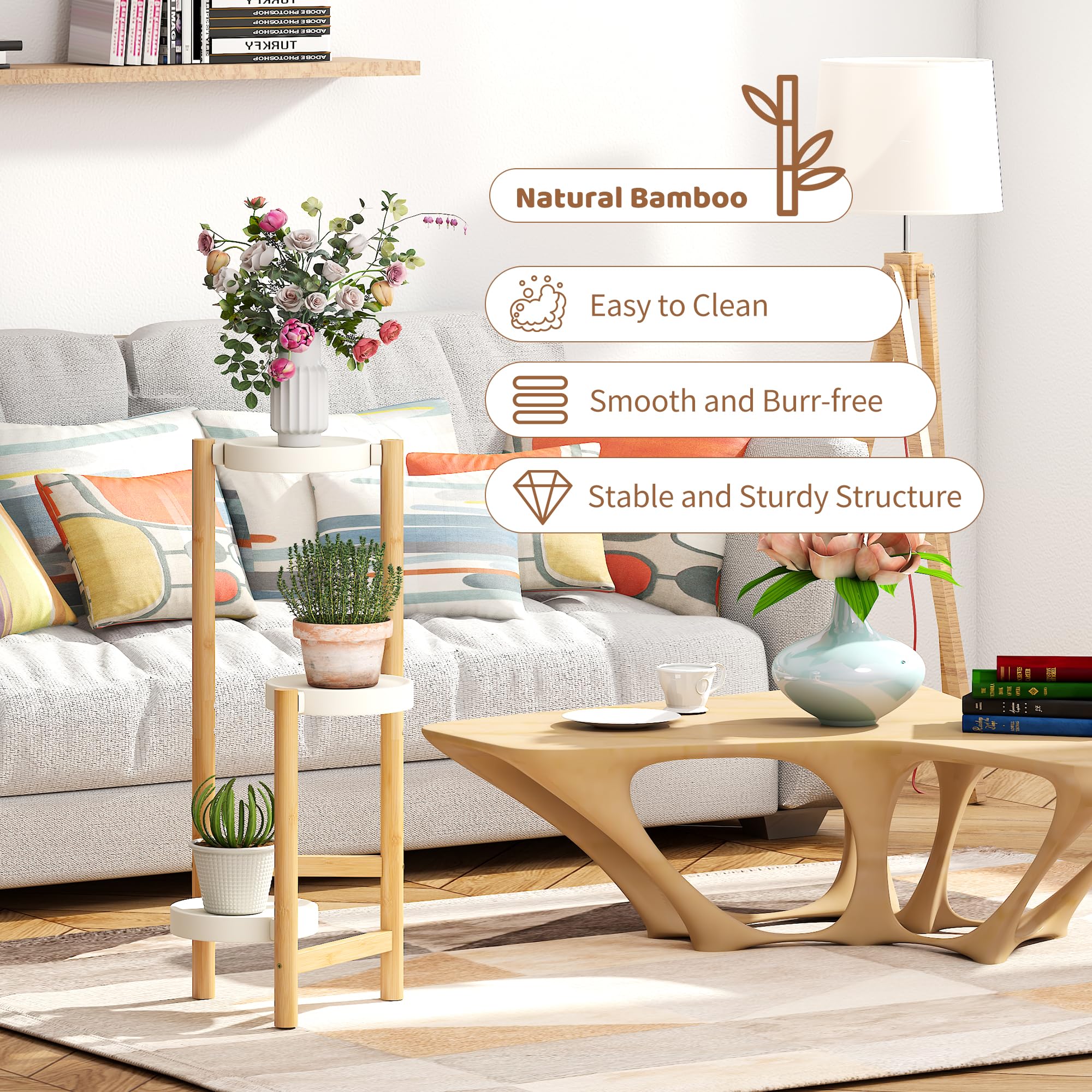 FILWH sturdy alpine bamboo frame with iron trays for durable display.