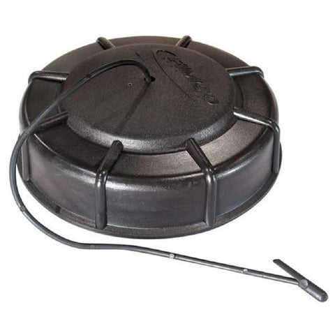 Fimco 5058188 fill cap with tether on a 5-inch lid, preventing spills.