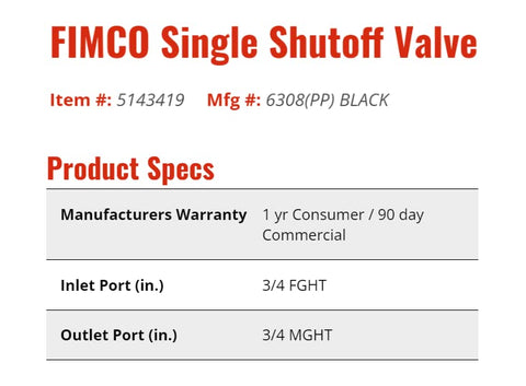 Fimco nylon valve designed for manifolds on lawn sprayers, enabling precise flow.