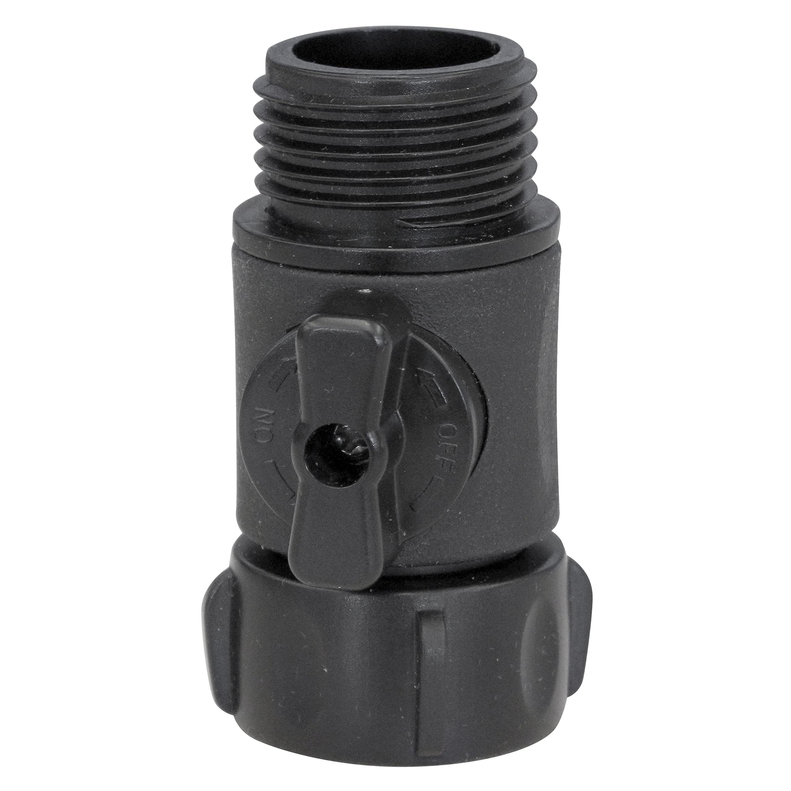 Fimco single shut-off valve with 3-4 in orifice for lawn sprayers; durable nylon.