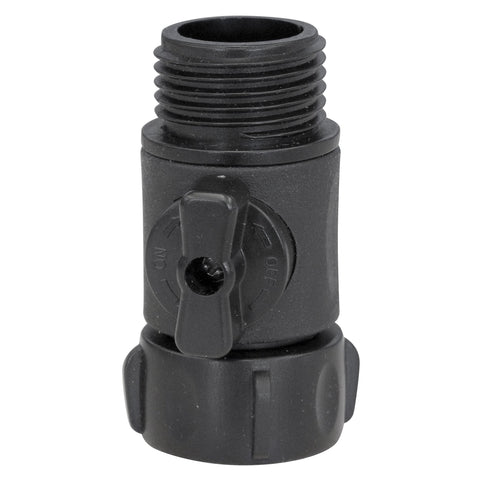 Fimco single shut-off valve with 3-4 in orifice for lawn sprayers; durable nylon.