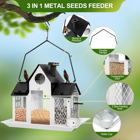 FIMOFIDRE solar bird feeder top view with lid for easy refilling.